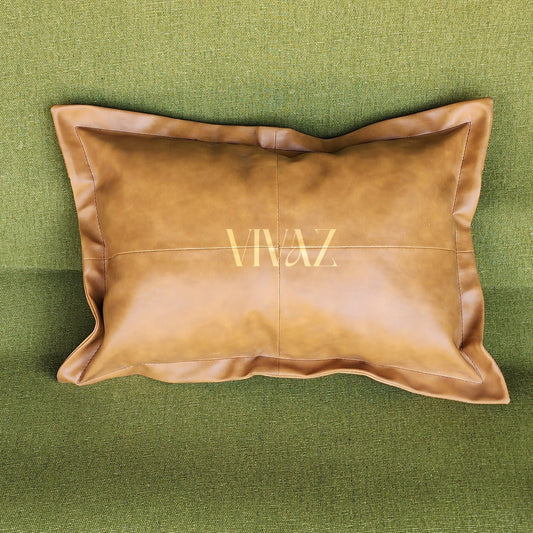 Customised Faux Vegan Leather Cushions, Decorative Throw Pillow Covers for Bedroom, Living Room, Couch, Sofa & Bed - Vivaz Designs